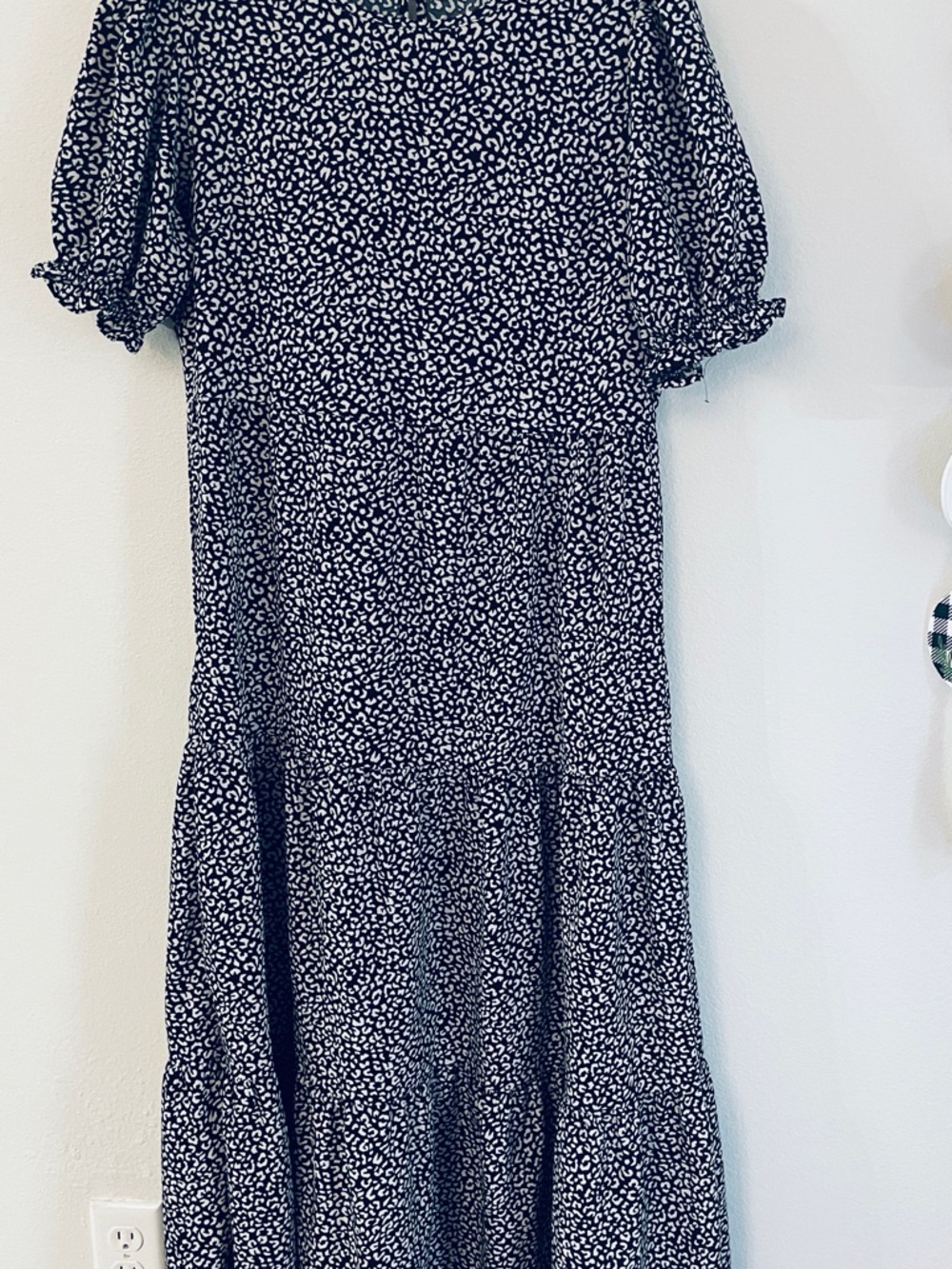 Midi Dress with Black and White Leopard Print